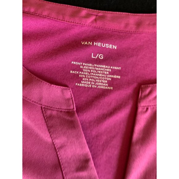 Van Heusen Womens Size Large Pink V-Neck Blouse with 3/4 Sleeves - Picture 2 of 7